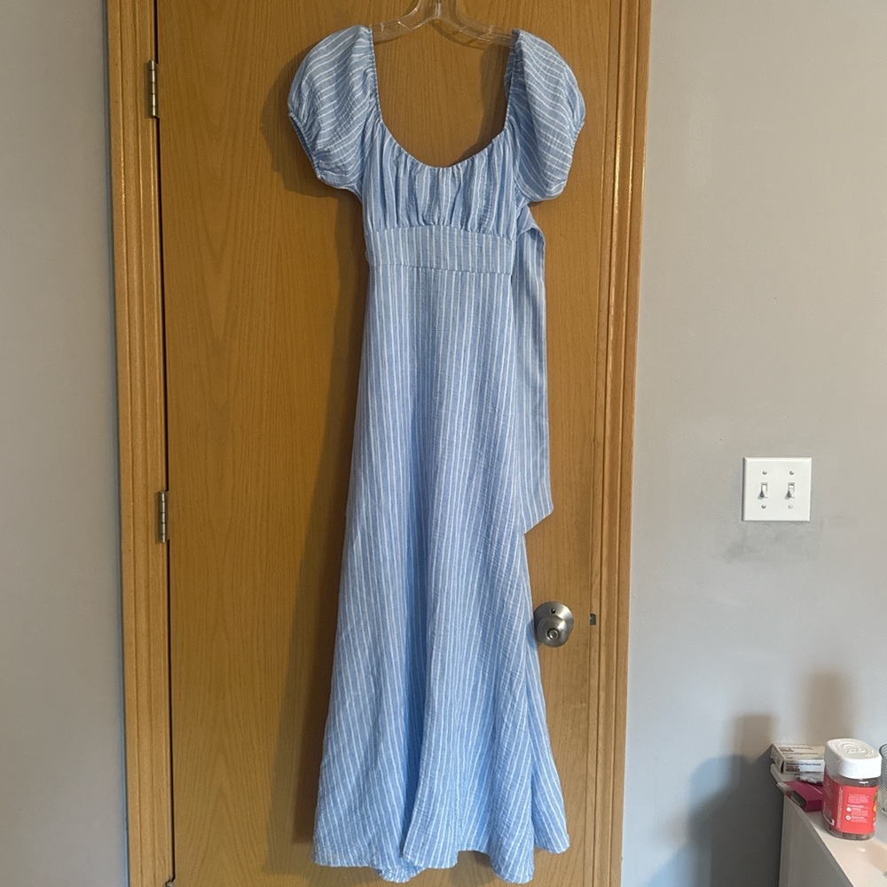 Altar'd State Light Blue Striped Maxi Dress
